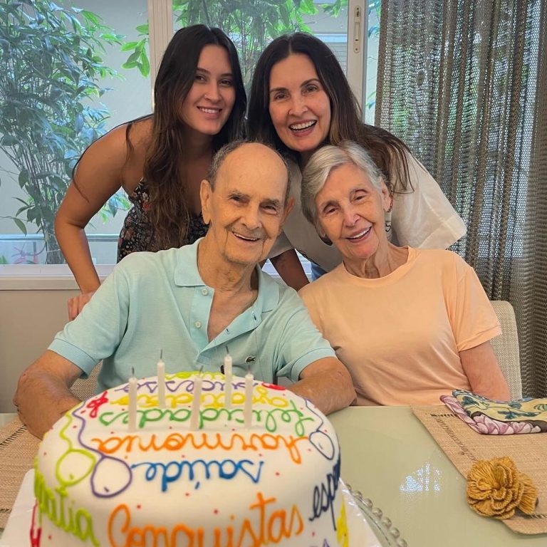 Fátima Bernardes celebra aniversário do pai