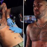 Neymar tatua nome e pezinho da filha, Mavie, na barriga