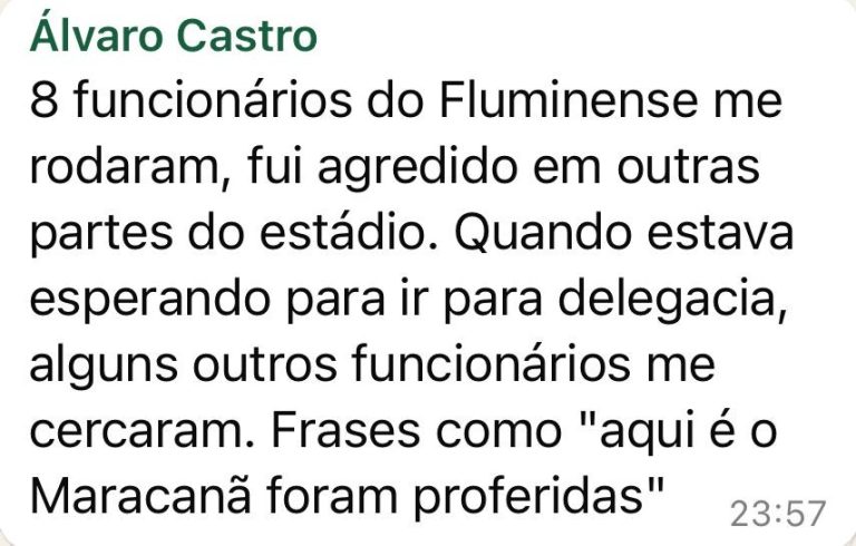 Assessor de imprensa empurrado por Felipe Melo relata ameaças e agressões; Fluminense nega